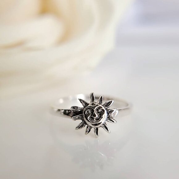 Sterling Silver Sun Ring, Women's Sun Ring, Minimalist Ring for Women - Picture 5 of 10